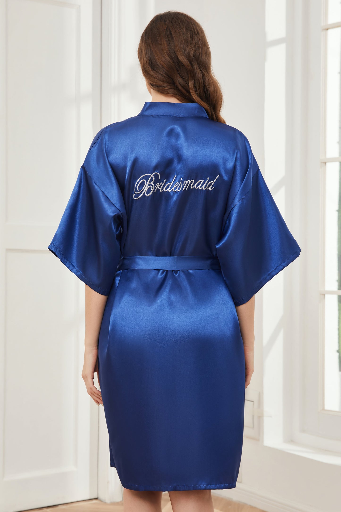 Ready Satin Royal Blue Robe for Bridesmaid