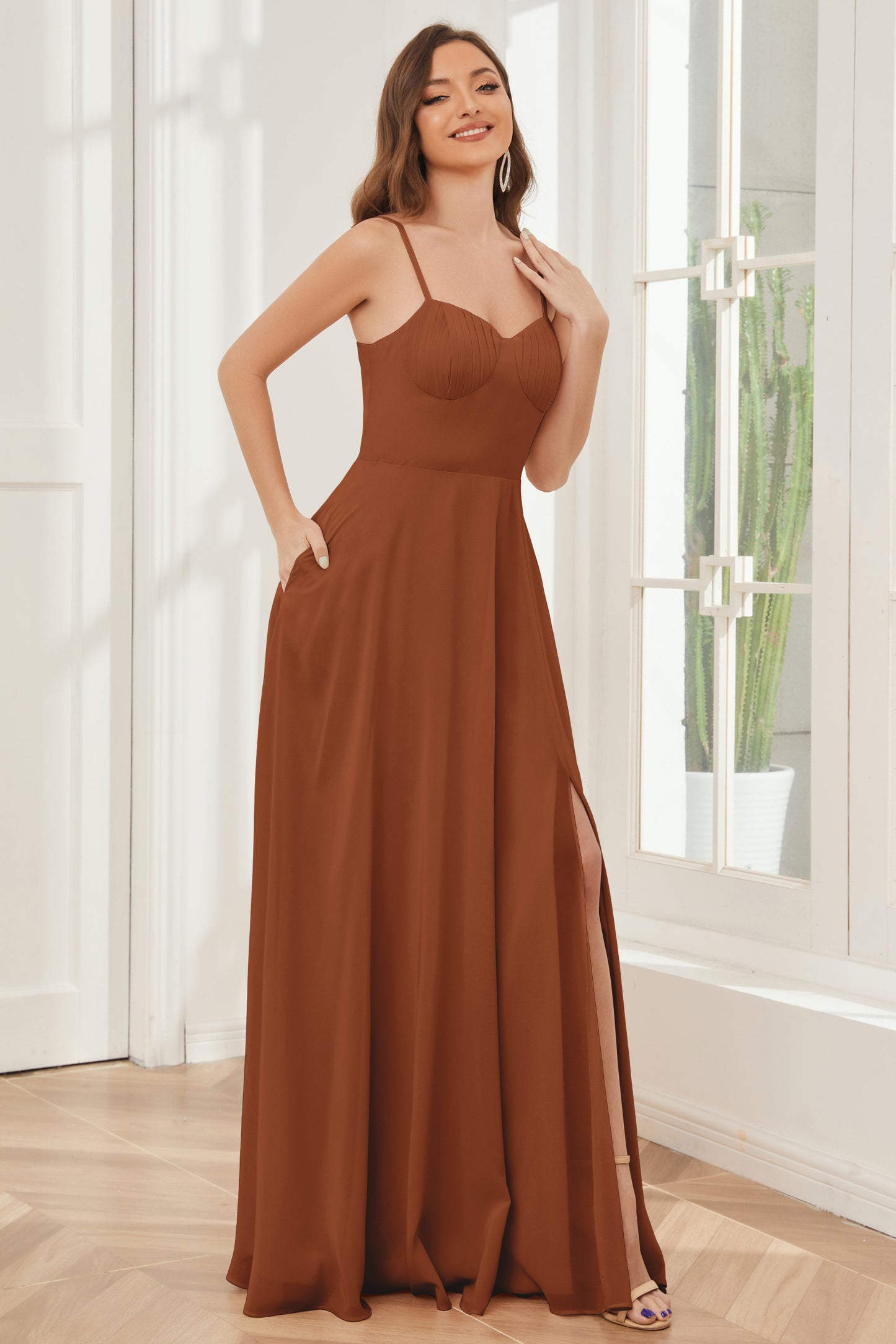 A-line Spaghetti Straps Chiffon Bridesmaid Dresses