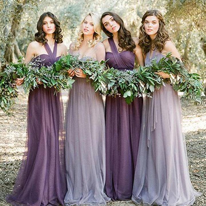 Convertiable Mismatched Tulle Long Elegant Cheap Charming Bridesmaid Dresses WK670