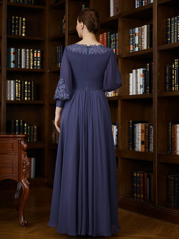 Kassidy A-Line/Princess Chiffon Ruched Bateau 3/4 Sleeves Asymmetrical Mother of the Bride Dresses SWKP0020265