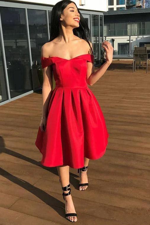 Simple Off the Shoulder Sweetheart Short Homecoming Dresses Burgundy Formal Dress H1139