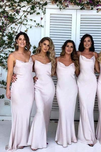 Mermaid Spaghetti Straps Simple Satin Sweetheart Cheap Bridesmaid Dresses WK365