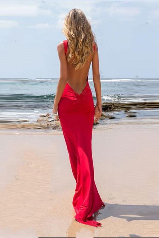 White Sexy Backless Side Split Sweep Train Scoop Chiffon Cheap Sheath Mermaid Prom Dresses WK178