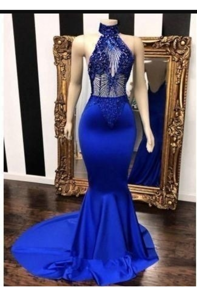 Sexy Evening Dresses Mermaid/Trumpet Halter Appliques Court SWKPSM3SECT