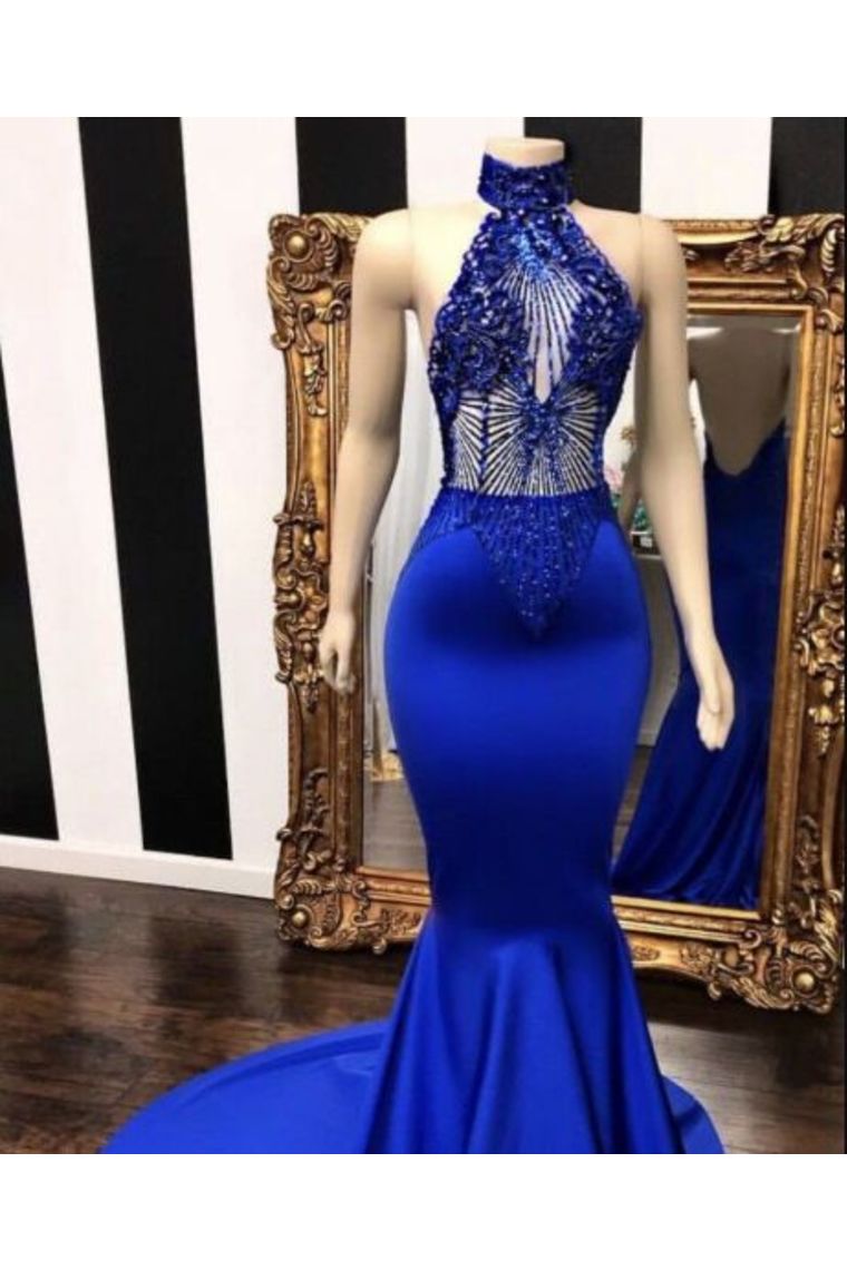 Sexy Evening Dresses Mermaid/Trumpet Halter Appliques Court SWKPSM3SECT